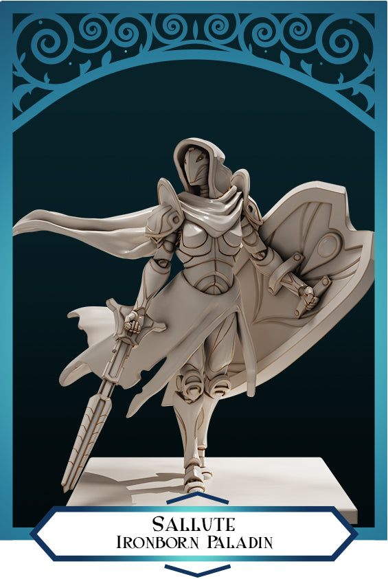 Saludo paladín nacido del hierro femenino