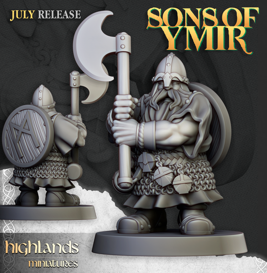 Guerreros enanos con armas de dos manos.